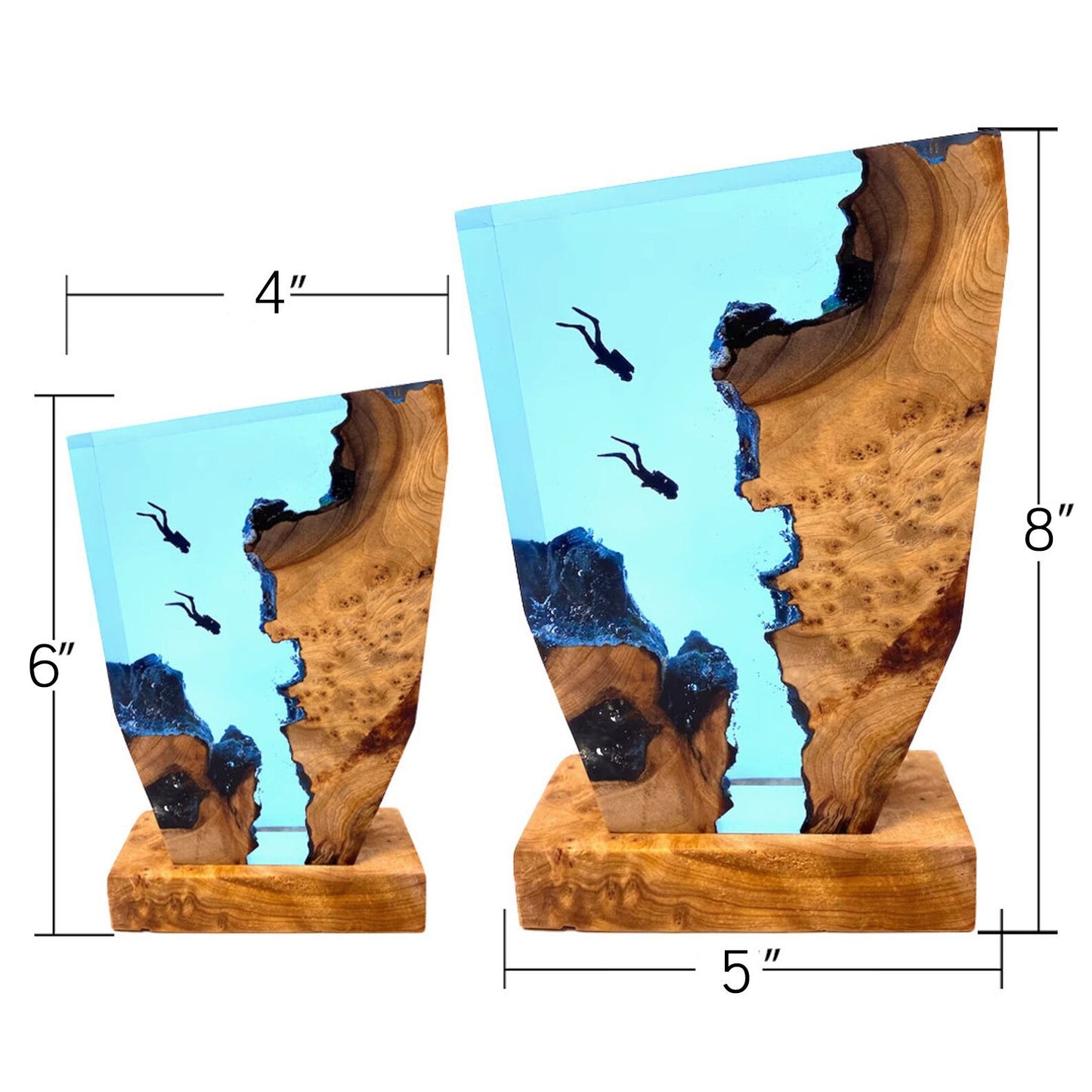 Lámpara de Noche de Resina Epoxi - Buceadores del Océano