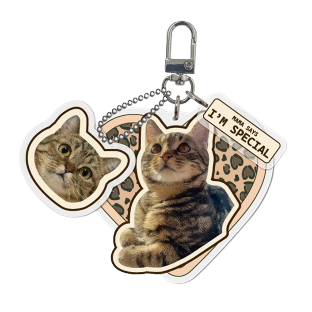 Llavero Personalizado de Gato con Corazón de Leopardo