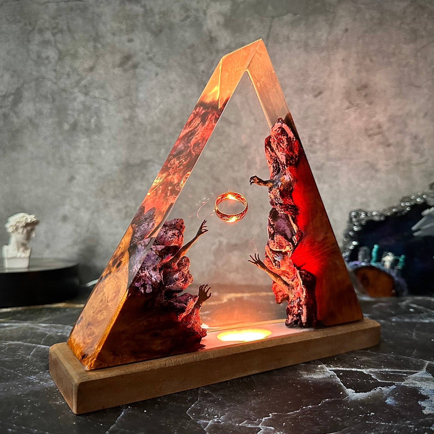 Lámpara Resina Anillo Mágico - Regalo Original Fantasía Inmersiva