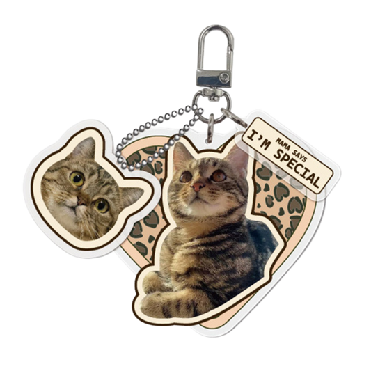 Llavero Personalizado de Gato con Corazón de Leopardo