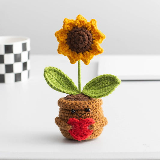 Girasol & Corazón Positivo Tejidos - Regalo Artesanal Alegre