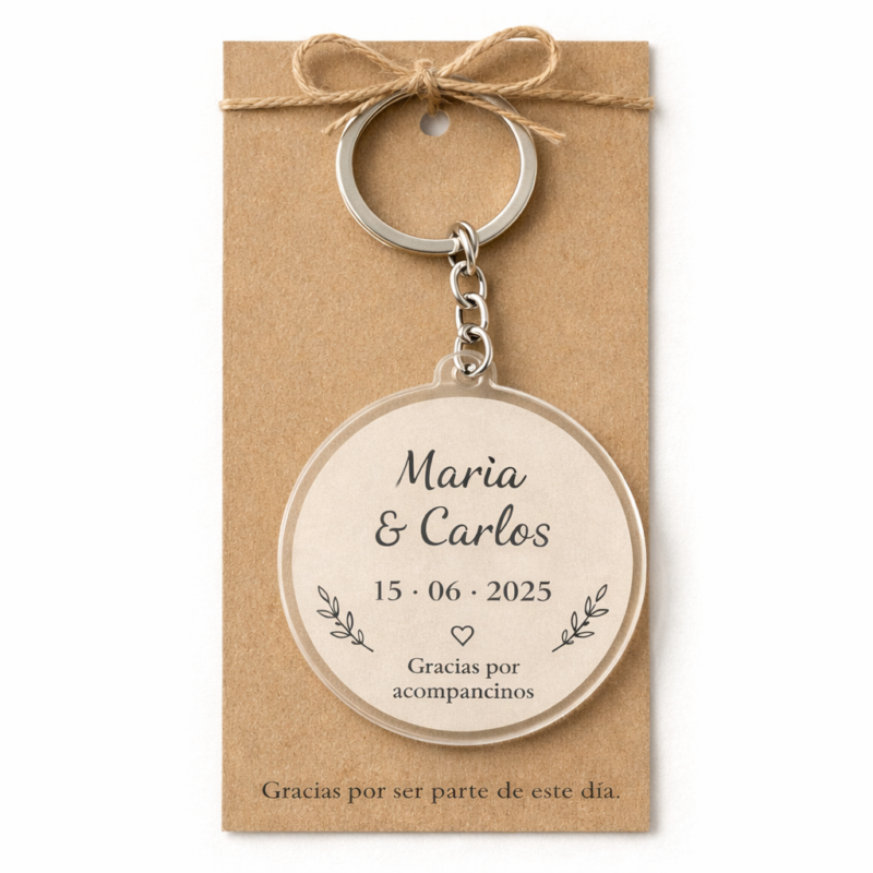 Llavero Personalizado para Boda – Recuerdo con Nombres y Fecha