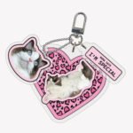 Llavero Personalizado Gato – Diseño Corazón Rosa Leopardo