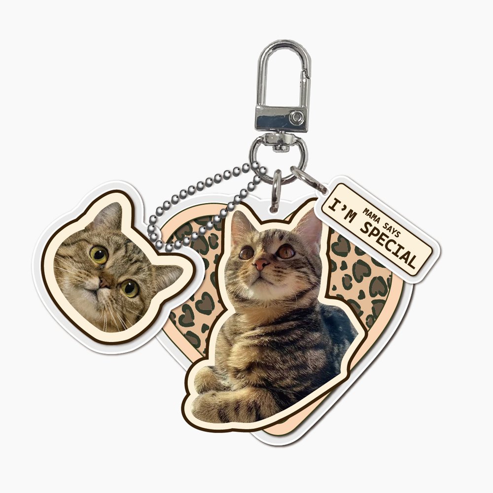 Llavero Personalizado Gato – Diseño Corazón Leopardo Clásico