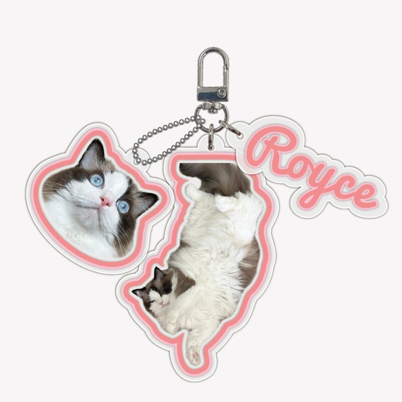 Llavero Personalizado Gato – Diseño Líneas Rositas Dulces